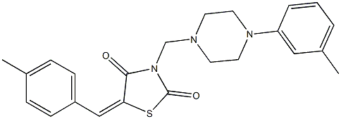 5-(4-methylbenzylidene)-3-{[4-(3-methylphenyl)-1-piperazinyl]methyl}-1,3-thiazolidine-2,4-dione Struktur