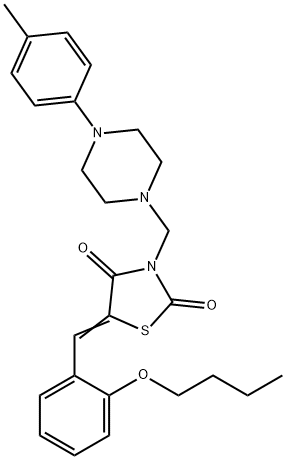 5-(2-butoxybenzylidene)-3-{[4-(4-methylphenyl)-1-piperazinyl]methyl}-1,3-thiazolidine-2,4-dione Struktur