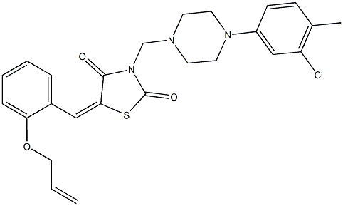 5-[2-(allyloxy)benzylidene]-3-{[4-(3-chloro-4-methylphenyl)-1-piperazinyl]methyl}-1,3-thiazolidine-2,4-dione Struktur