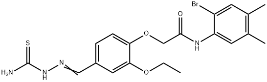 2-{4-[2-(aminocarbothioyl)carbohydrazonoyl]-2-ethoxyphenoxy}-N-(2-bromo-4,5-dimethylphenyl)acetamide Struktur