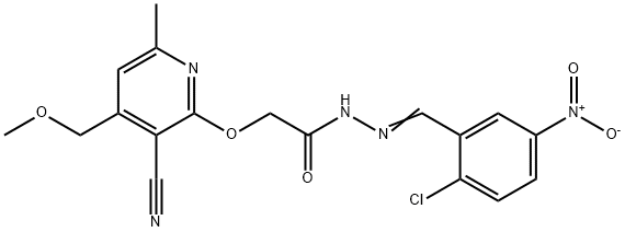 N'-{2-chloro-5-nitrobenzylidene}-2-{[3-cyano-4-(methoxymethyl)-6-methyl-2-pyridinyl]oxy}acetohydrazide Struktur