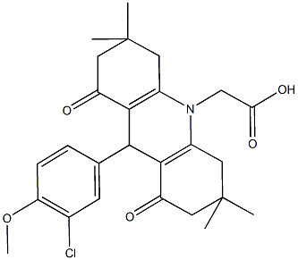 (9-(3-chloro-4-methoxyphenyl)-3,3,6,6-tetramethyl-1,8-dioxo-2,3,4,5,6,7,8,9-octahydro-10(1H)-acridinyl)acetic acid Struktur