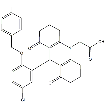 (9-{5-chloro-2-[(4-methylbenzyl)oxy]phenyl}-1,8-dioxo-2,3,4,5,6,7,8,9-octahydro-10(1H)-acridinyl)acetic acid Struktur