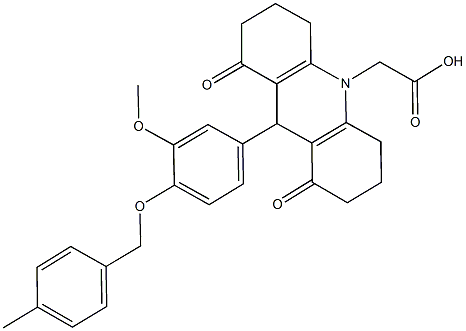 (9-{3-methoxy-4-[(4-methylbenzyl)oxy]phenyl}-1,8-dioxo-2,3,4,5,6,7,8,9-octahydro-10(1H)-acridinyl)acetic acid Struktur