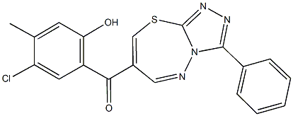 (5-chloro-2-hydroxy-4-methylphenyl)(3-phenyl[1,2,4]triazolo[3,4-b][1,3,4]thiadiazepin-7-yl)methanone Struktur