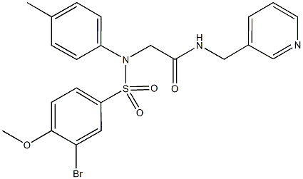 2-{[(3-bromo-4-methoxyphenyl)sulfonyl]-4-methylanilino}-N-(3-pyridinylmethyl)acetamide Struktur