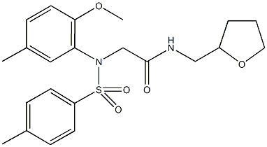 2-{2-methoxy-5-methyl[(4-methylphenyl)sulfonyl]anilino}-N-(tetrahydrofuran-2-ylmethyl)acetamide Struktur