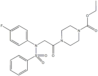 ethyl 4-{[4-fluoro(phenylsulfonyl)anilino]acetyl}-1-piperazinecarboxylate Struktur