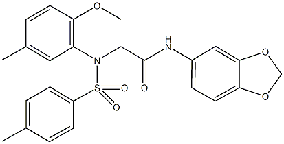 N-(1,3-benzodioxol-5-yl)-2-{2-methoxy-5-methyl[(4-methylphenyl)sulfonyl]anilino}acetamide Struktur