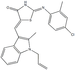 5-[(1-allyl-2-methyl-1H-indol-3-yl)methylene]-2-[(4-chloro-2-methylphenyl)imino]-1,3-thiazolidin-4-one Struktur