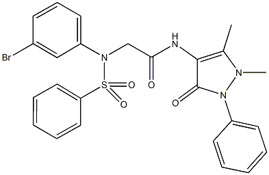 2-[3-bromo(phenylsulfonyl)anilino]-N-(1,5-dimethyl-3-oxo-2-phenyl-2,3-dihydro-1H-pyrazol-4-yl)acetamide Struktur