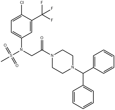 N-[2-(4-benzhydryl-1-piperazinyl)-2-oxoethyl]-N-[4-chloro-3-(trifluoromethyl)phenyl]methanesulfonamide Struktur