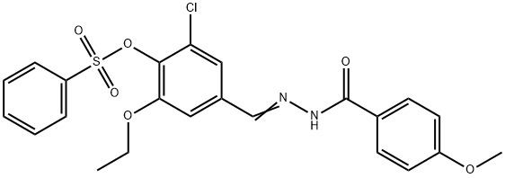 2-chloro-6-ethoxy-4-[2-(4-methoxybenzoyl)carbohydrazonoyl]phenyl benzenesulfonate Struktur