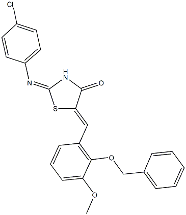 5-[2-(benzyloxy)-3-methoxybenzylidene]-2-[(4-chlorophenyl)imino]-1,3-thiazolidin-4-one Struktur