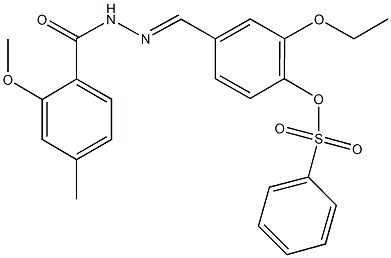 2-ethoxy-4-[2-(2-methoxy-4-methylbenzoyl)carbohydrazonoyl]phenyl benzenesulfonate Struktur