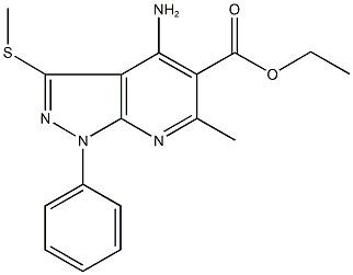 ethyl 4-amino-6-methyl-3-(methylsulfanyl)-1-phenyl-1H-pyrazolo[3,4-b]pyridine-5-carboxylate Struktur