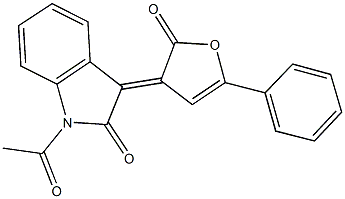 1-acetyl-3-(2-oxo-5-phenyl-3(2H)-furanylidene)-1,3-dihydro-2H-indol-2-one Struktur