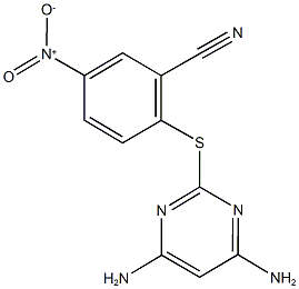 2-[(4,6-diamino-2-pyrimidinyl)sulfanyl]-5-nitrobenzonitrile Struktur