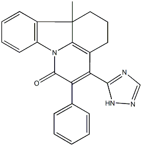 11b-methyl-5-phenyl-4-(1H-1,2,4-triazol-5-yl)-1,2,3,11b-tetrahydro-6H-pyrido[3,2,1-jk]carbazol-6-one Struktur