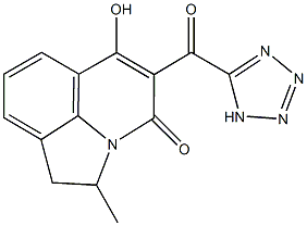 6-hydroxy-2-methyl-5-(1H-tetraazol-5-ylcarbonyl)-1,2-dihydro-4H-pyrrolo[3,2,1-ij]quinolin-4-one Struktur