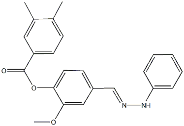 2-methoxy-4-(2-phenylcarbohydrazonoyl)phenyl 3,4-dimethylbenzoate Struktur