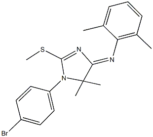 N-[1-(4-bromophenyl)-5,5-dimethyl-2-(methylsulfanyl)-1,5-dihydro-4H-imidazol-4-ylidene]-N-(2,6-dimethylphenyl)amine Struktur