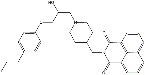 2-({1-[2-hydroxy-3-(4-propylphenoxy)propyl]piperidin-4-yl}methyl)-1H-benzo[de]isoquinoline-1,3(2H)-dione Struktur