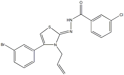 N'-(3-allyl-4-(3-bromophenyl)-1,3-thiazol-2(3H)-ylidene)-3-chlorobenzohydrazide Struktur