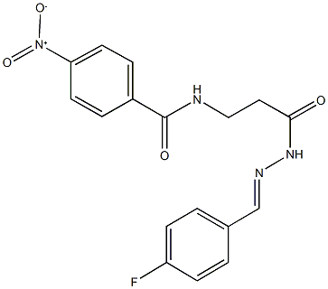 N-{3-[2-(4-fluorobenzylidene)hydrazino]-3-oxopropyl}-4-nitrobenzamide Struktur