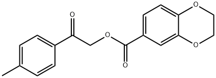 2-(4-methylphenyl)-2-oxoethyl 2,3-dihydro-1,4-benzodioxine-6-carboxylate Struktur