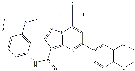 5-(2,3-dihydro-1,4-benzodioxin-6-yl)-N-(3,4-dimethoxyphenyl)-7-(trifluoromethyl)pyrazolo[1,5-a]pyrimidine-3-carboxamide Struktur