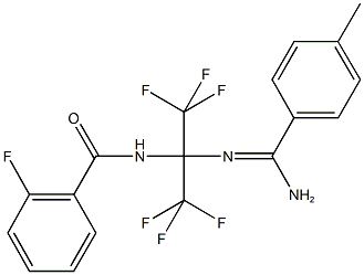 N-[1-{[amino(4-methylphenyl)methylene]amino}-2,2,2-trifluoro-1-(trifluoromethyl)ethyl]-2-fluorobenzamide Struktur