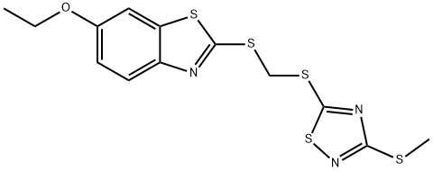 ethyl 2-[({[3-(methylsulfanyl)-1,2,4-thiadiazol-5-yl]sulfanyl}methyl)sulfanyl]-1,3-benzothiazol-6-yl ether Struktur