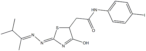 2-{2-[(1,2-dimethylpropylidene)hydrazono]-4-hydroxy-2,5-dihydro-1,3-thiazol-5-yl}-N-(4-iodophenyl)acetamide Struktur