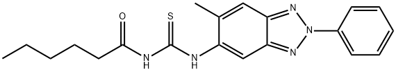 N-hexanoyl-N'-(6-methyl-2-phenyl-2H-1,2,3-benzotriazol-5-yl)thiourea Struktur