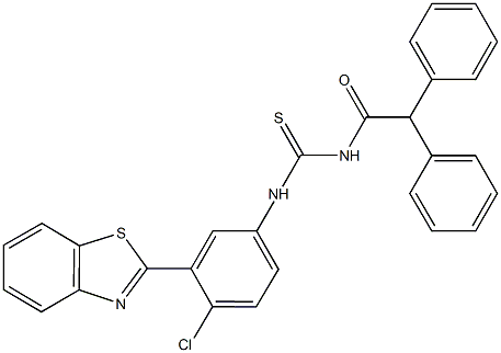 N-[3-(1,3-benzothiazol-2-yl)-4-chlorophenyl]-N'-(diphenylacetyl)thiourea Struktur