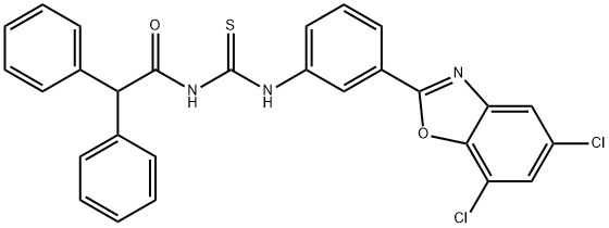 N-[3-(5,7-dichloro-1,3-benzoxazol-2-yl)phenyl]-N'-(diphenylacetyl)thiourea Struktur