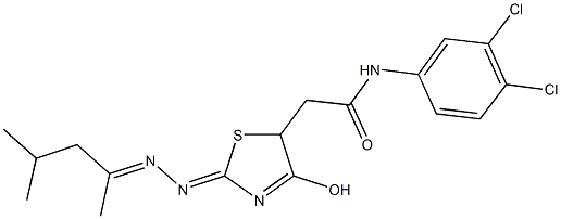 N-(3,4-dichlorophenyl)-2-{2-[(1,3-dimethylbutylidene)hydrazono]-4-hydroxy-2,5-dihydro-1,3-thiazol-5-yl}acetamide Struktur