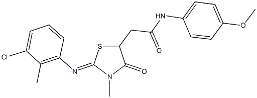 2-{2-[(3-chloro-2-methylphenyl)imino]-3-methyl-4-oxo-1,3-thiazolidin-5-yl}-N-(4-methoxyphenyl)acetamide Struktur