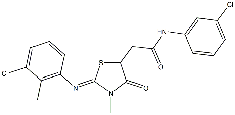 2-{2-[(3-chloro-2-methylphenyl)imino]-3-methyl-4-oxo-1,3-thiazolidin-5-yl}-N-(3-chlorophenyl)acetamide Struktur