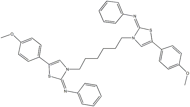 N-(5-(4-methoxyphenyl)-3-[6-(5-(4-methoxyphenyl)-2-(phenylimino)-1,3-thiazol-3(2H)-yl)hexyl]-1,3-thiazol-2(3H)-ylidene)-N-phenylamine Struktur