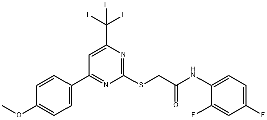 N-(2,4-difluorophenyl)-2-{[4-(4-methoxyphenyl)-6-(trifluoromethyl)-2-pyrimidinyl]sulfanyl}acetamide Struktur