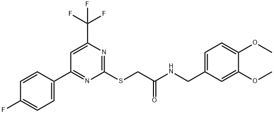 N-(3,4-dimethoxybenzyl)-2-{[4-(4-fluorophenyl)-6-(trifluoromethyl)-2-pyrimidinyl]sulfanyl}acetamide Struktur