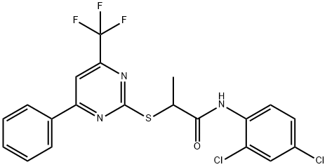 N-(2,4-dichlorophenyl)-2-{[4-phenyl-6-(trifluoromethyl)-2-pyrimidinyl]sulfanyl}propanamide Struktur