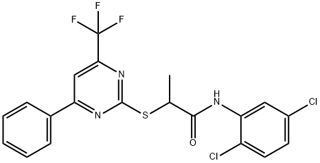 N-(2,5-dichlorophenyl)-2-{[4-phenyl-6-(trifluoromethyl)-2-pyrimidinyl]sulfanyl}propanamide Struktur