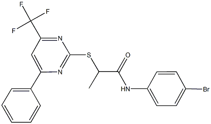 N-(4-bromophenyl)-2-{[4-phenyl-6-(trifluoromethyl)-2-pyrimidinyl]sulfanyl}propanamide Struktur