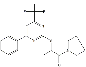 1-methyl-2-oxo-2-(1-pyrrolidinyl)ethyl 4-phenyl-6-(trifluoromethyl)-2-pyrimidinyl sulfide Struktur