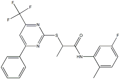 N-(5-fluoro-2-methylphenyl)-2-{[4-phenyl-6-(trifluoromethyl)-2-pyrimidinyl]sulfanyl}propanamide Struktur