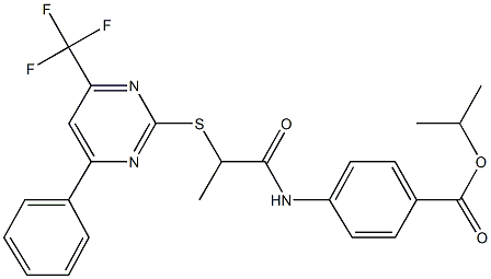 isopropyl 4-[(2-{[4-phenyl-6-(trifluoromethyl)-2-pyrimidinyl]sulfanyl}propanoyl)amino]benzoate Struktur