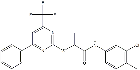 N-(3-chloro-4-methylphenyl)-2-{[4-phenyl-6-(trifluoromethyl)-2-pyrimidinyl]sulfanyl}propanamide Struktur